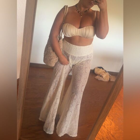 Crochet white beach pants - Picture 1 of 6